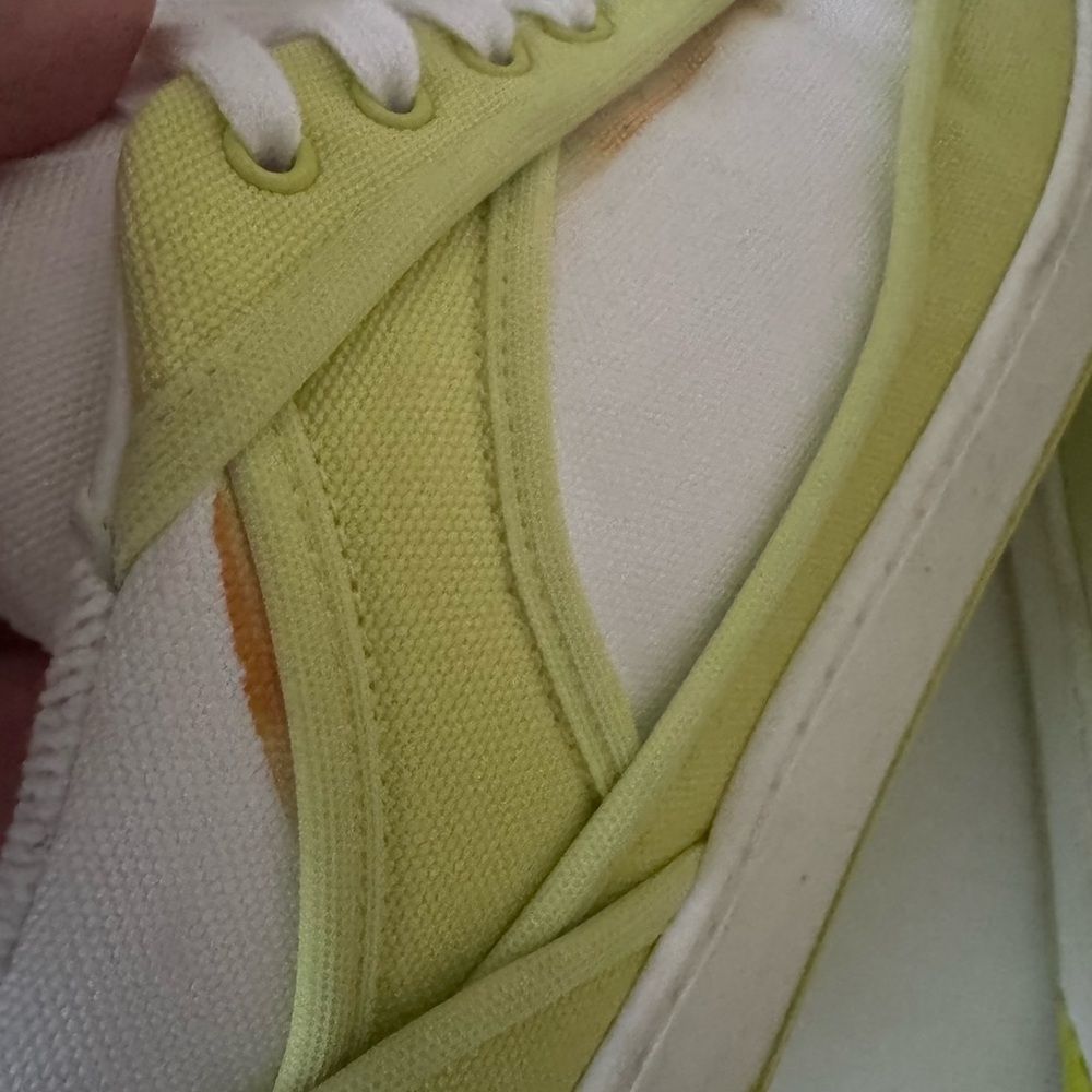 Chanel Fabric Womens Logo Sneakers 37.5 Yellow White - Picture 10 of 12